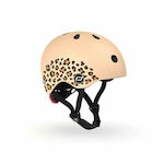 Scoot & Ride Leopard Cască pentru biciclete / trotinete pentru copii pentru biciclete și trotinete Bej cu lumină LED încorporată