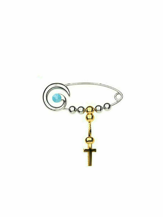 Paraxenies Child Safety Pin made of Silver with Cross for Boy