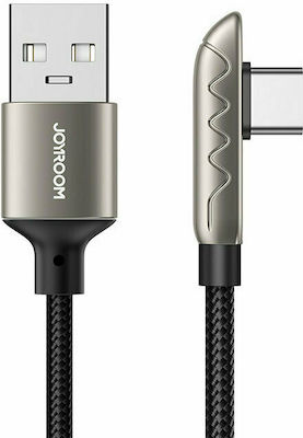 Joyroom S-1230K3 Angle (90°) / Braided USB 2.0 Cable USB-C male - USB-A male Silver 1.2m