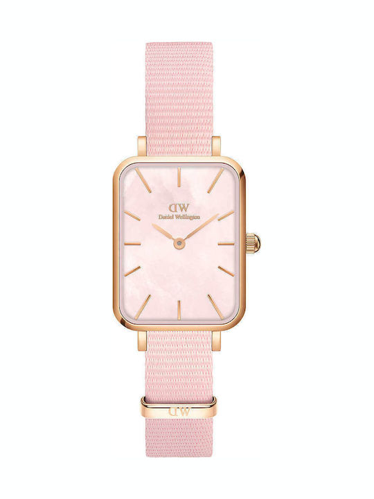 Daniel Wellington Quadro Unitone Damen Uhr mit Rosa Stoffarmband
