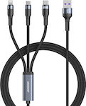 Joyroom Braided USB to Lightning / Type-C / micro USB Cable Μαύρο 1.2m (S-1260G5)