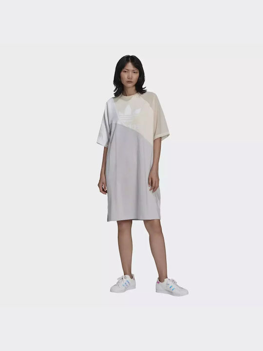 Adidas Adicolor Καλοκαιρινό Mini T-shirt Φόρεμα Λευκό