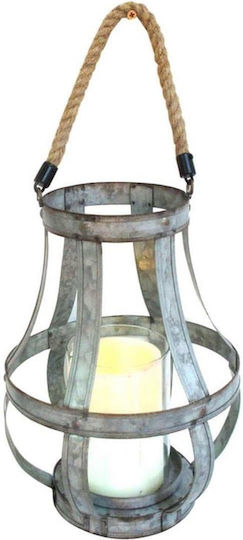 Artekko Samana Tabletop Metallic Lantern Silver 19.05x19.05x29.21cm