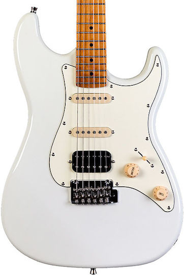 Jet Guitars JET Relic Chitară Electrică Stratocaster cu HSS Configurație Doze Olympic White