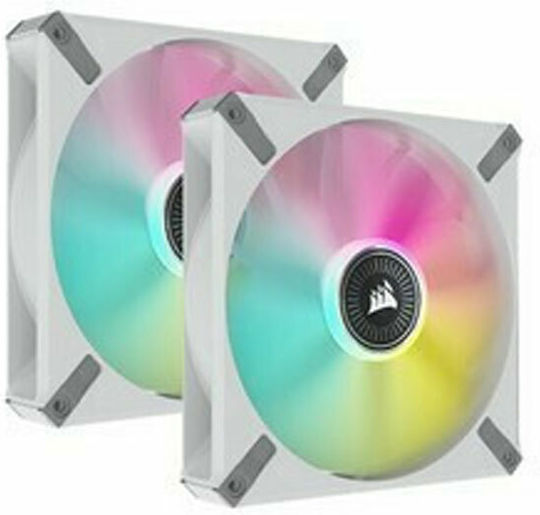 Corsair ICUE ML140 Elite Premium Case Fan (1600rpm / 82.9cfm) με RGB Φωτισμό και Σύνδεση 4-Pin PWM 2τμχ Λευκό