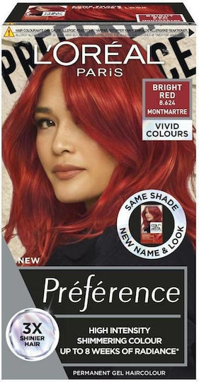L'Oreal Paris Préférence Vivid Colors Haarfärbemittel 8.624 Helles Rot 100ml