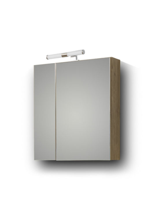 Martin Omega 65 Rechteckig Badezimmerspiegel mit Schrank 63x65cm Beige Oak