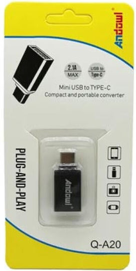 Andowl Q-A20 Converter mini USB male to USB-C female 1pcs