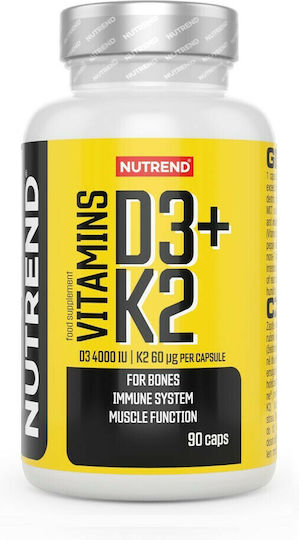 Nutrend Vitamins D3 + K2 Vitamin for Immune System Boost & Bone Health 100mg 90 caps