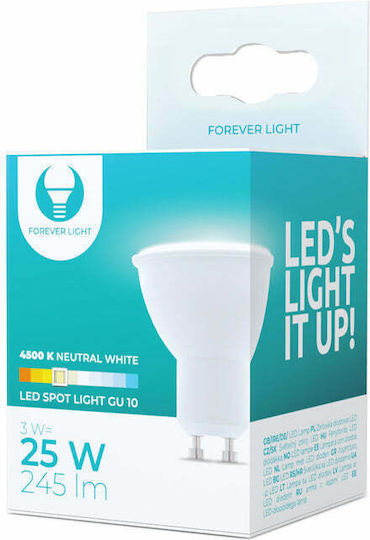 Forever Light Λάμπα LED 3W για Ντουί GU10 Φυσικό Λευκό 245lm