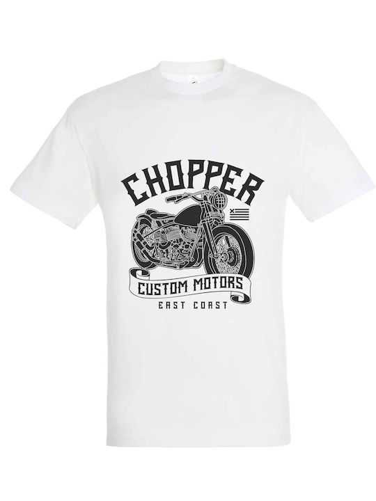 Herren weißes T-Shirt CHOPPER CUSTOM MOTORS - Weiß