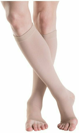 Sigvaris Traditional 503 Long Plus Calf High Graduated Compression Socks with Open Toes 22-32 mmHg Beige