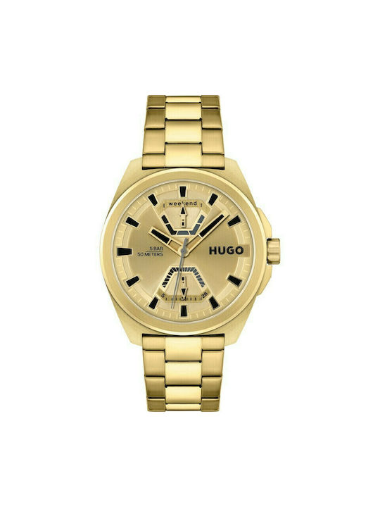 Hugo Boss Expose Uhr Chronograph Batterie mit Gold Metallarmband