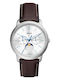 Fossil Neutra Minimalist Ανδρικό Ρολόι 44mm Χρονογράφος Μπαταρίας με Καφέ Δερμάτινο Λουράκι