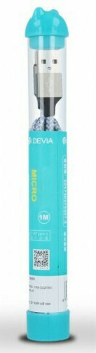 Devia Braided USB 2.0 spre micro USB Cablu Albastru 1m (BRA006353) 1buc