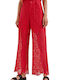Austin Women's High-waisted Fabric Trousers Regular Fit Red
