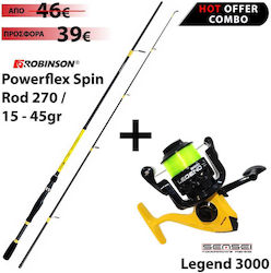 Robinson Powerflex Spin Fishing Rod for Spinning with Reel 2.70m 15-45gr