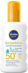 Nivea Babies & Kids Sensitive Protective Impermeabil Bebeluș Crema de Soare Spray pentru Față & Corp SPF50 200ml