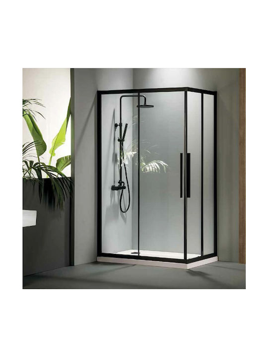 Devon Flow Corner Entry CF110C-400 Cabin for Shower with Sliding Door 110x110x195cm Clean Glass Black Matt