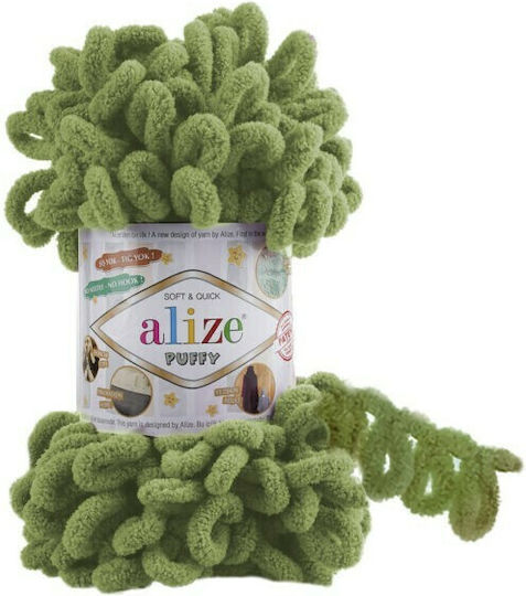 Alize Fir De Tricotat Puffy Micro-poliester 485 Verde 9m 100gr