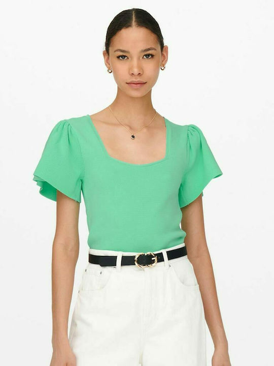 Only Kendra Damen Sommerliche Bluse Kurzärmelig Mint Green