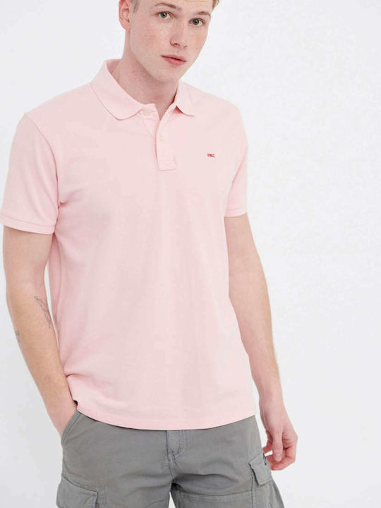 Funky Buddha Ανδρικό T-shirt Polo Ροζ