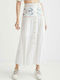 Desigual Linen High Waist Midi Skirt in White color