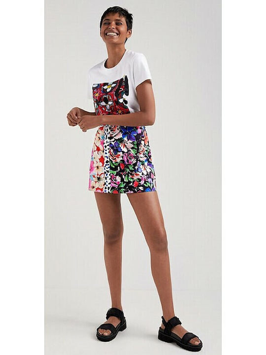 Ψηλόμεση Mini Φούστα Floral Μπλε