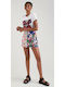 Ψηλόμεση Mini Φούστα Floral Μπλε