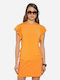 Derpouli Women's Summer Blouse Cotton Short Sleeve Orange