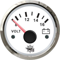 VOLT METER WHITE INOX 8-16V