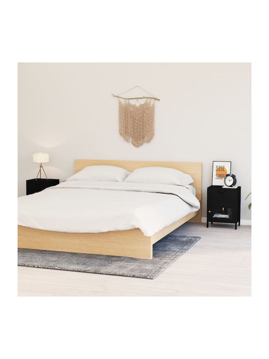 Metallic Bedside Tables with Glass Surface 2pcs...