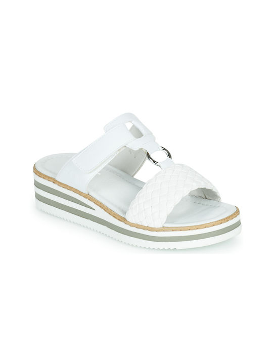 Tresse Platforme pentru femei în stil papuci Albe