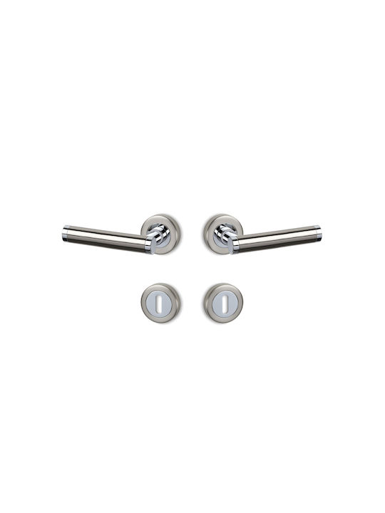 Conset Hebel Vordertür mit Rosette Rechts C1055 mit Rosette Nickel