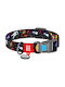 WauDog Nasa Hundehalsband in Schwarz Farbe mit Smart ID & Plastik Schnalle XLarge 25mm x 35 - 58cm 31-442