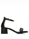 Envie Shoes Women's Sandals with Ankle Strap Black with Chunky Medium Heel