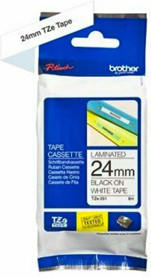 Brother TZEN251 Ταινία Ετικετογράφου 8m x 24mm σε Λευκό Χρώμα Συμβατή με Brother TZe/TZ