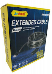 Andowl Q-T05B USB 2.0 USB-A male σε USB-A female 10m