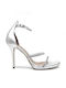 Julie Leather Sandals with Strass Silver