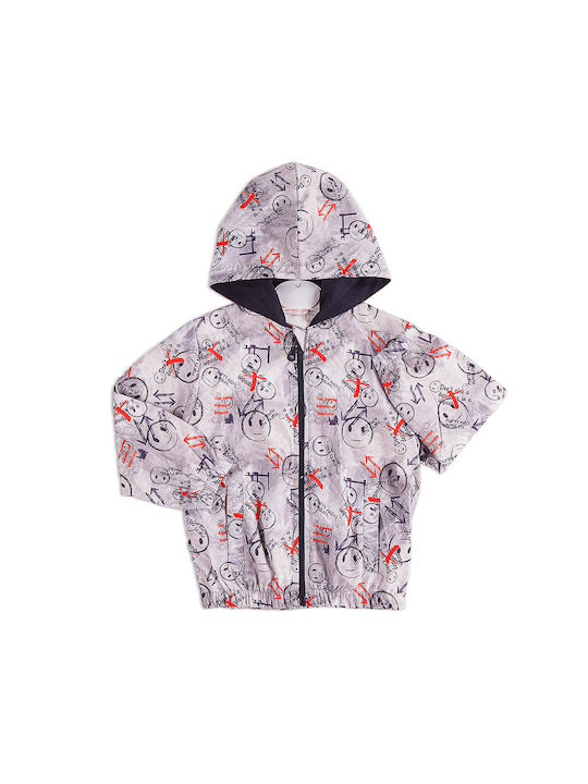 Children's windbreaker jacket with grey facets for boys (1-4 years old)