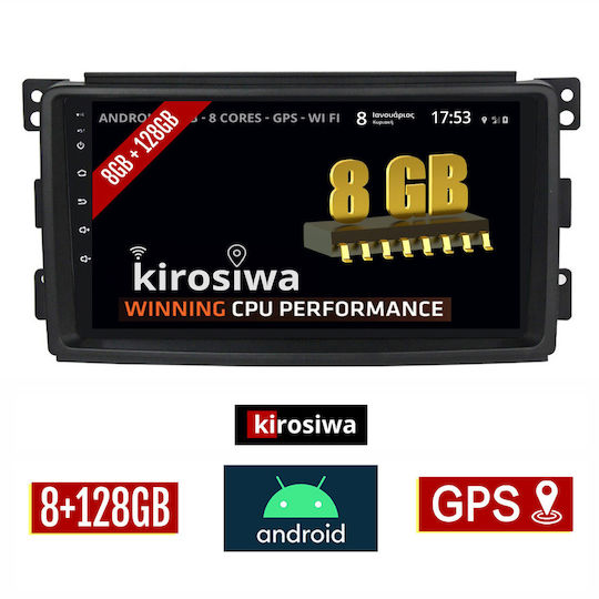 Kirosiwa Car Audio System for Smart ForFour / ForTwo 2004-2007 (Bluetooth/USB/AUX/WiFi/GPS) with Touch Screen 9"