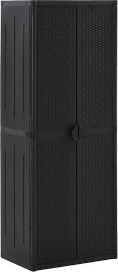 Double-Leak Polypropylene Outdoor Storage Cabinet with Divider and 3 Shelves Black 65x45x172 cm