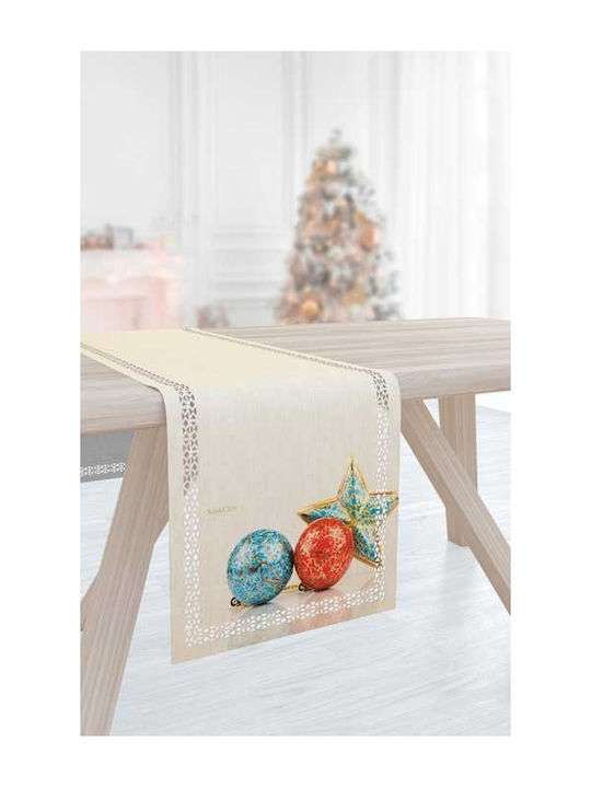 Saint Clair Ornament de Crăciun Față de masă Cărpă Material textil Alb M160xL40cm 1buc 1719030221080