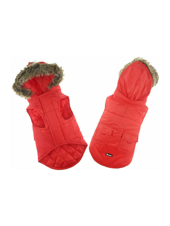 Pet Interest Classic Jacket Μπουφάν Σκύλου Αδιάβροχο με Κουκούλα Κόκκινο XSmall με Μήκος Ράχης 20 εκ.