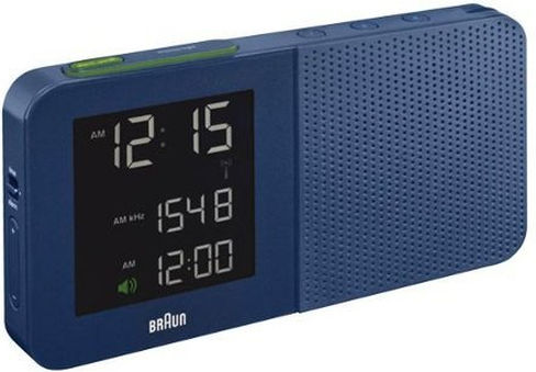 Braun BNC-010 Tischuhr Digital LCD mit Wecker & Tischradio Blau 66023
