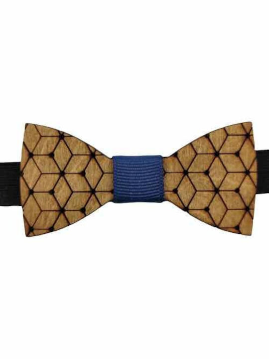 Men's Bow Tie Wooden Ethnic Edition Walnut Bow Tie Blue Bonjour Bebe "0003"