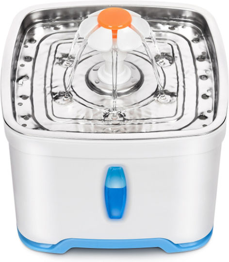 Pet Interest Square Water Fountain Αυτόματη Ανοξείδωτη Ποτίστρα / Συντριβάνι για Σκύλο & Γάτα 2.5lt σε Μπλε Χρώμα
