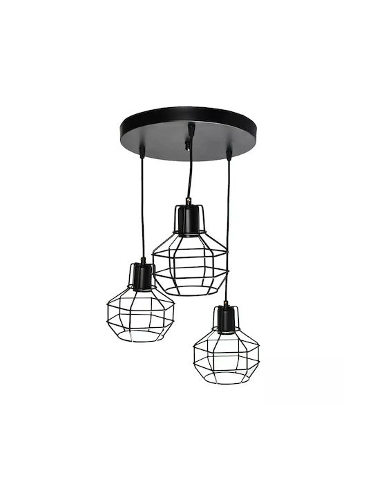 Pendant Light Three-Light for Socket E27 Black