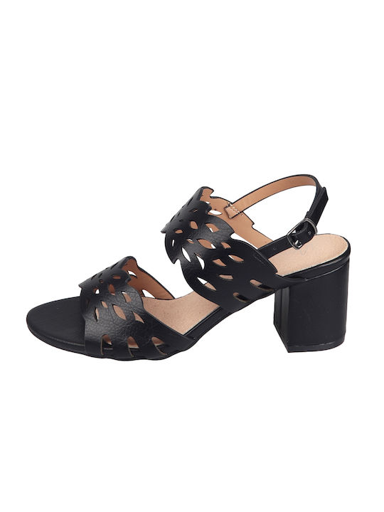 Envie Shoes Women's Sandals with Chunky Medium Heel In Black Colour