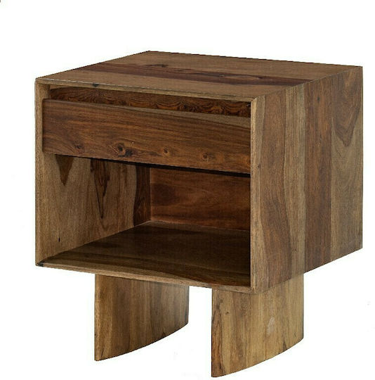 Κομοδίνο από Μασίφ Ξύλο Καφέ 50x43x48cm
